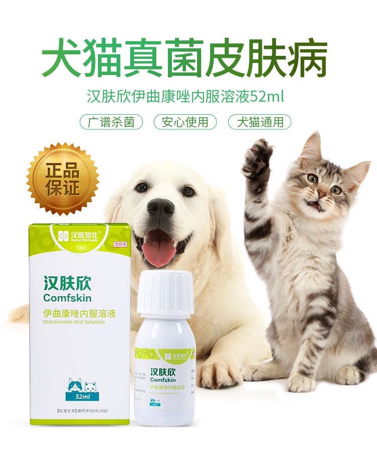 汉肤欣伊曲康唑溶液：猫咪猫癣克星，铲屎官必备神器！