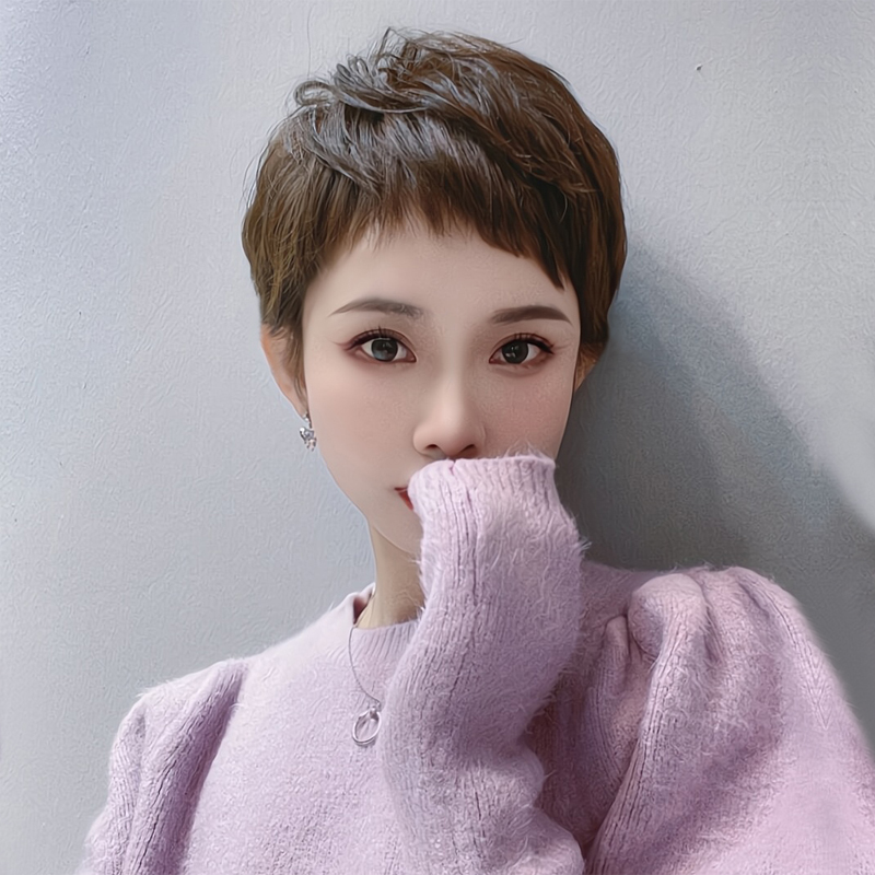 妙洋中老年妈妈假发套：短直发隐形自然，弹力网全手织真人发，美翻天！✨