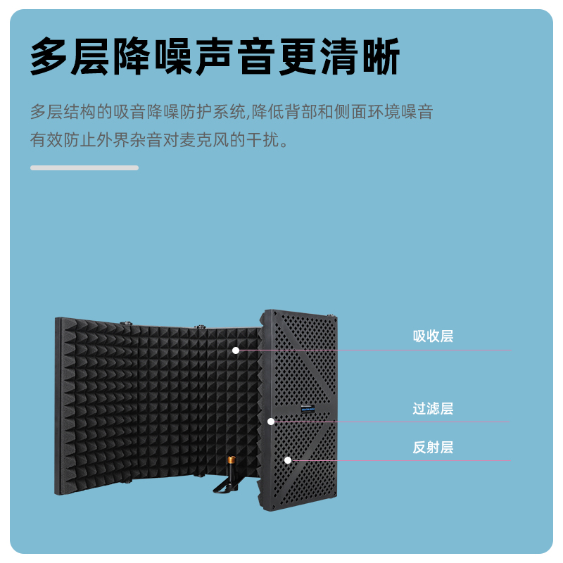 录音棚必备神器：F2隔音罩麦克风防喷网，声音纯净无杂音！