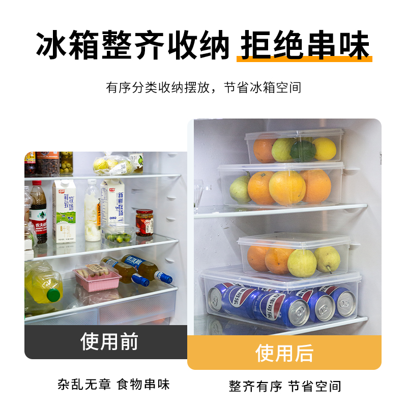 大容量长方形厨房保鲜盒：冰箱里的收纳神器，食品级透明密封，保鲜无忧！