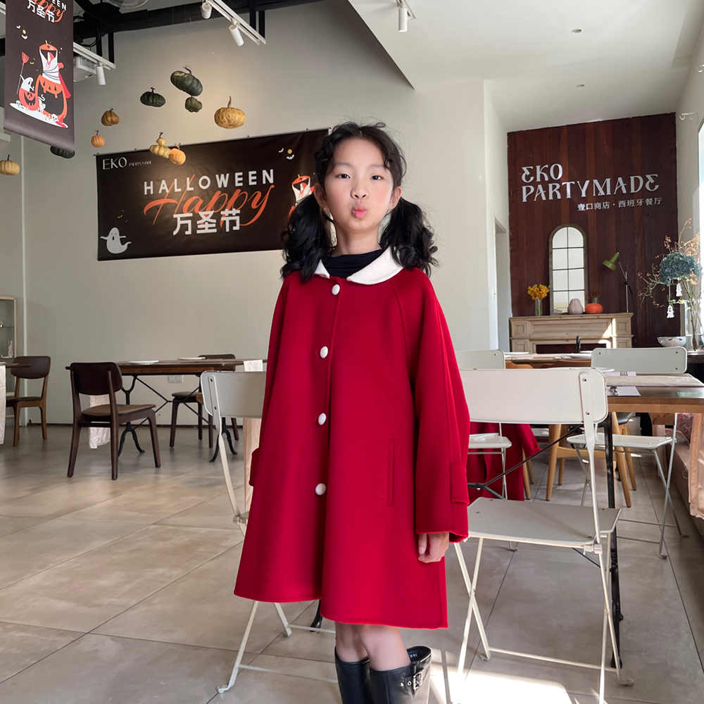 2024冬季女童双面羊绒大衣，韩版洋气披肩中长款，新年潮童必备神器✨