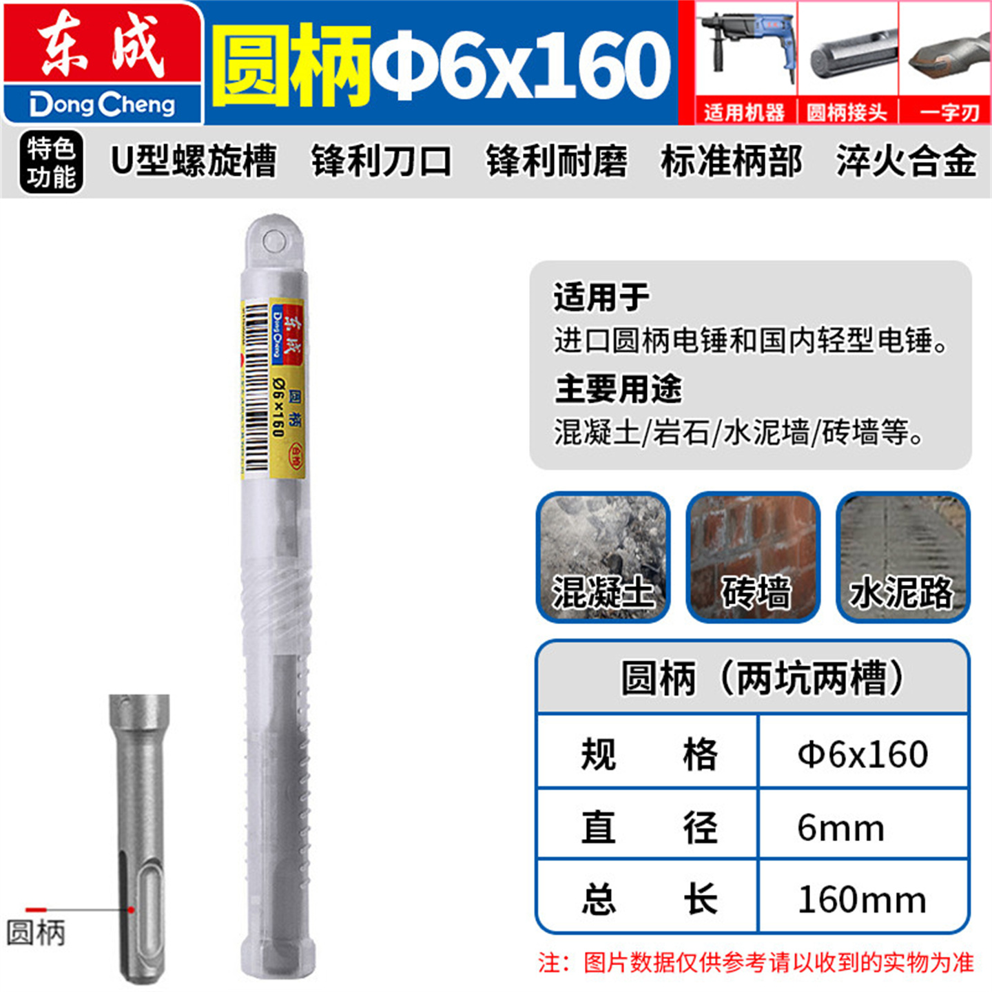 方柄四坑东成冲击电锤钻头，混凝土打孔利器，穿墙神器！