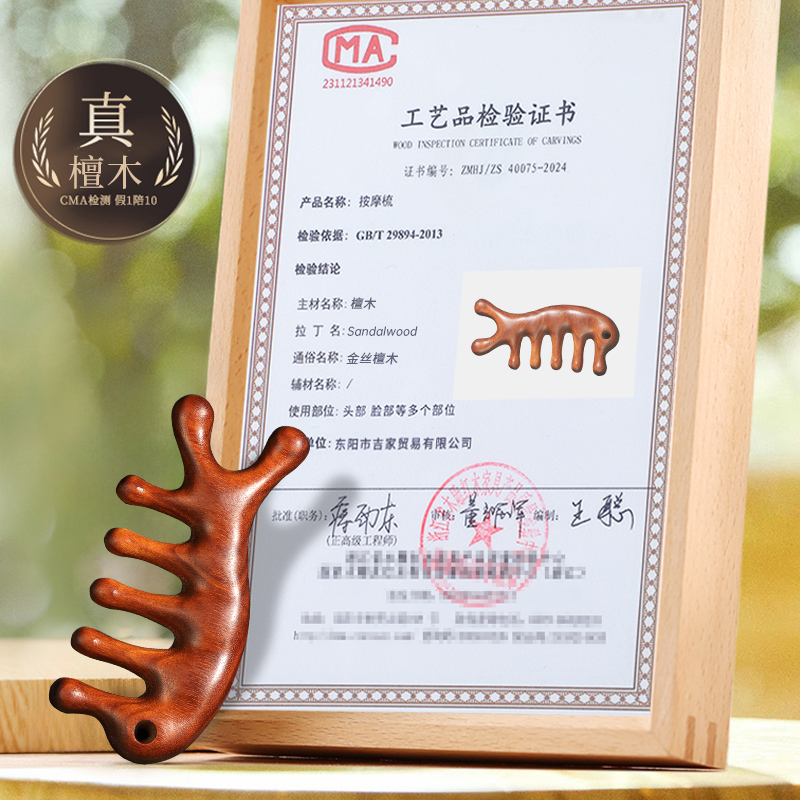 头皮按摩梳檀木防静电女生头部经络疏通脱发神器，让你告别掉发困扰！