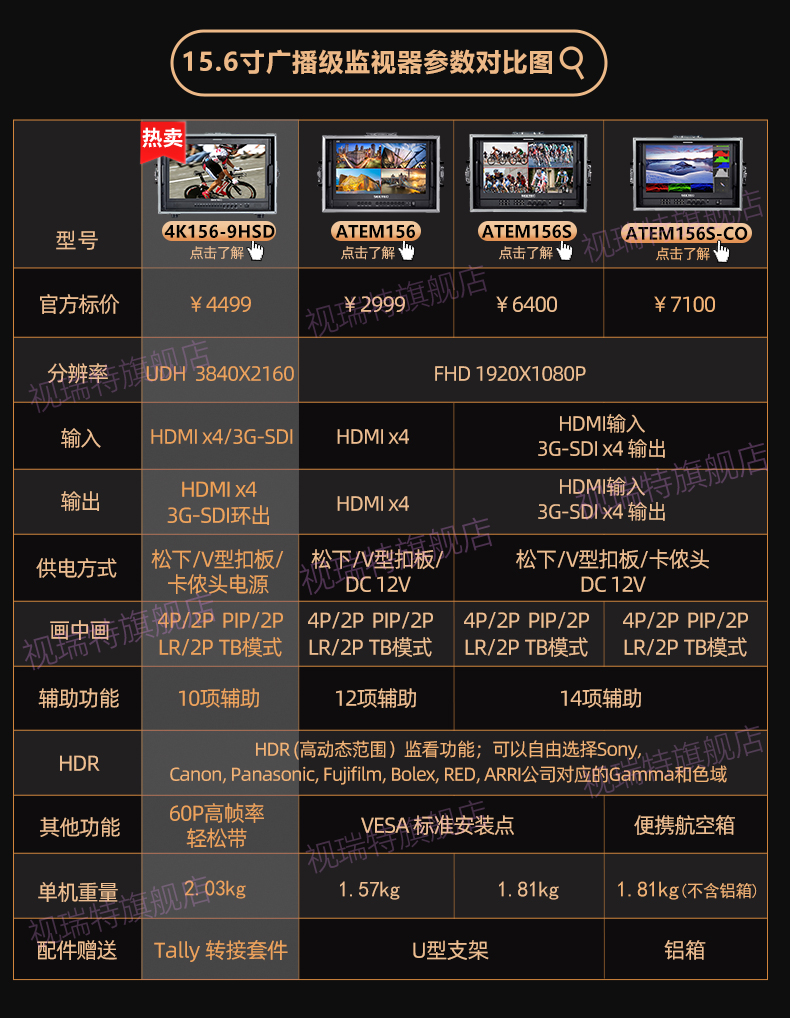视瑞特4K156-9HSD：导演级监视器，解锁专业拍摄新境界！