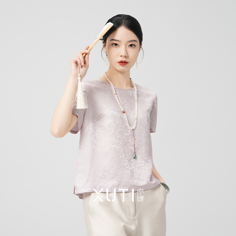序缇质造夏季新款复古国风新中式女装，螺钿桑蚕丝上衣，穿出东方韵味！