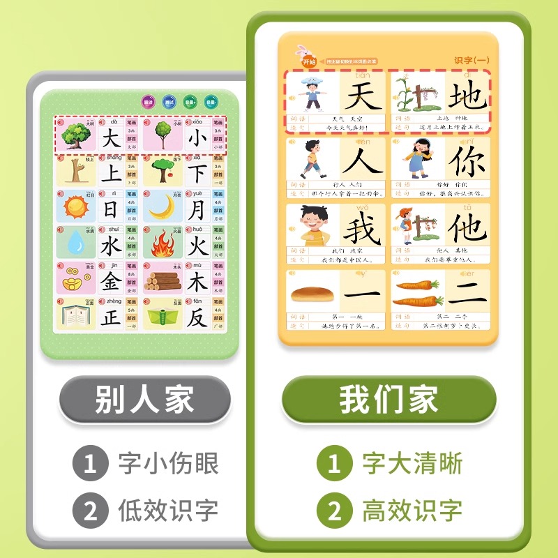 幼儿园识字大王3000字点读机：孩子早教的发声神器，启蒙学习新方式！