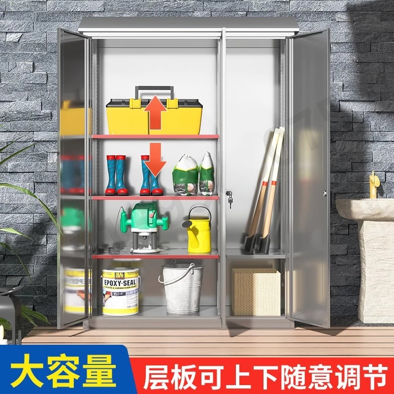 304不锈钢户外储物柜真香预警！花园庭院收纳神器，带锁超安心！