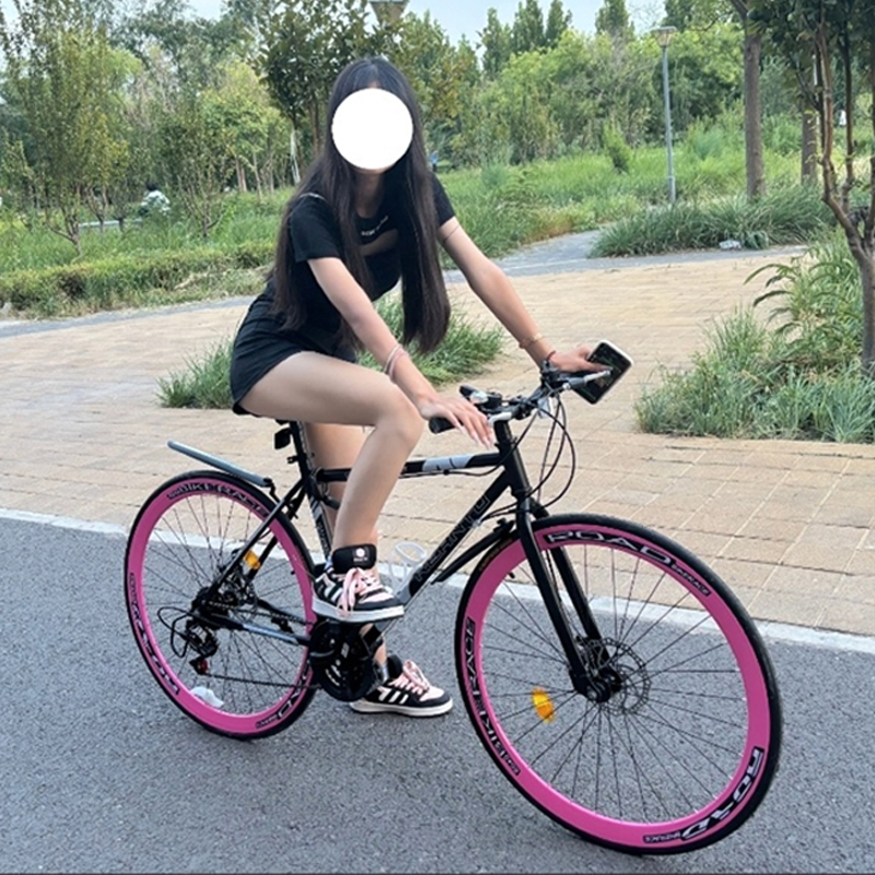 死飞自行车实心胎倒刹活飞网红公路赛车：简约单车新潮流，大学生男女必备！