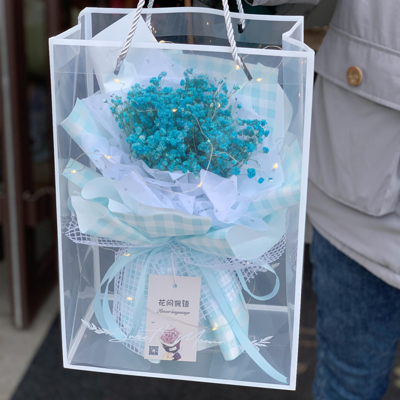 透明手提袋+鲜花橱窗袋：打造浪漫购物新体验，网红袋必备神器！