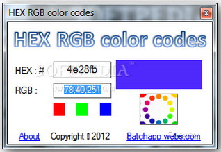 rgb颜色查询对照表(HEX RGB color codes)2.0绿色免费版