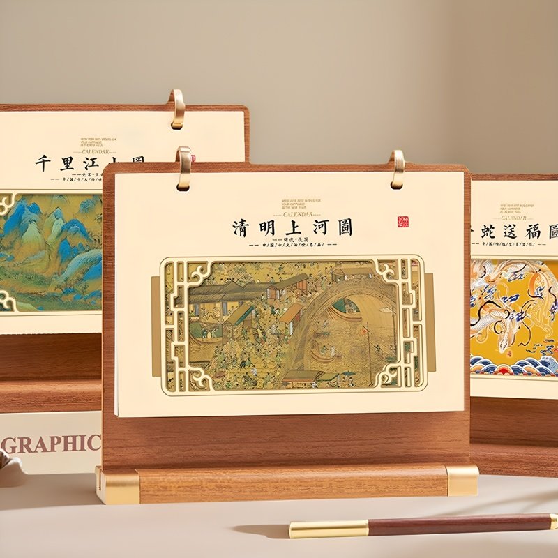 2025新款高档实木台历：创意企业专版，个性定制，新年送礼新风尚✨