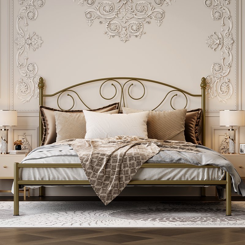 欧式双人大床卧室组合家具白色雕花床：浪漫奢华，打造梦幻卧室空间