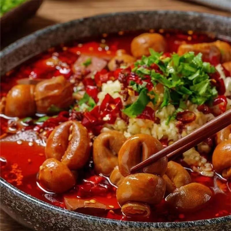 曾食记香卤冒结子肥肠粉肥肠面火锅串串香中餐食材猪节子小肠：舌尖上的美味诱惑