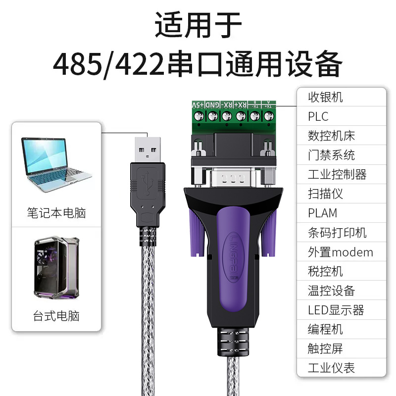 灵派USB转RS485/422串口线Type-C转换器：工业级通讯转换神器，你值得拥有！