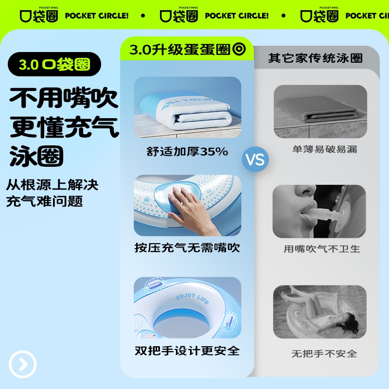 夏日必备！大人小孩都能用的游泳圈，安全又好玩的水上救生神器！