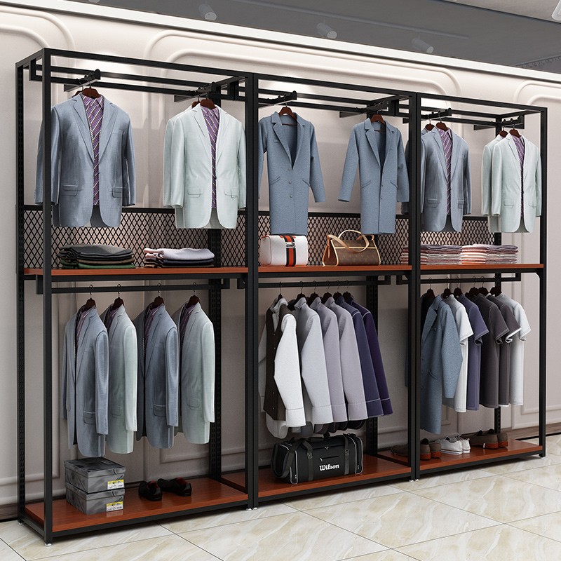 商场双杆衣服展示架：打造店铺陈列新风尚，让顾客眼前一亮！