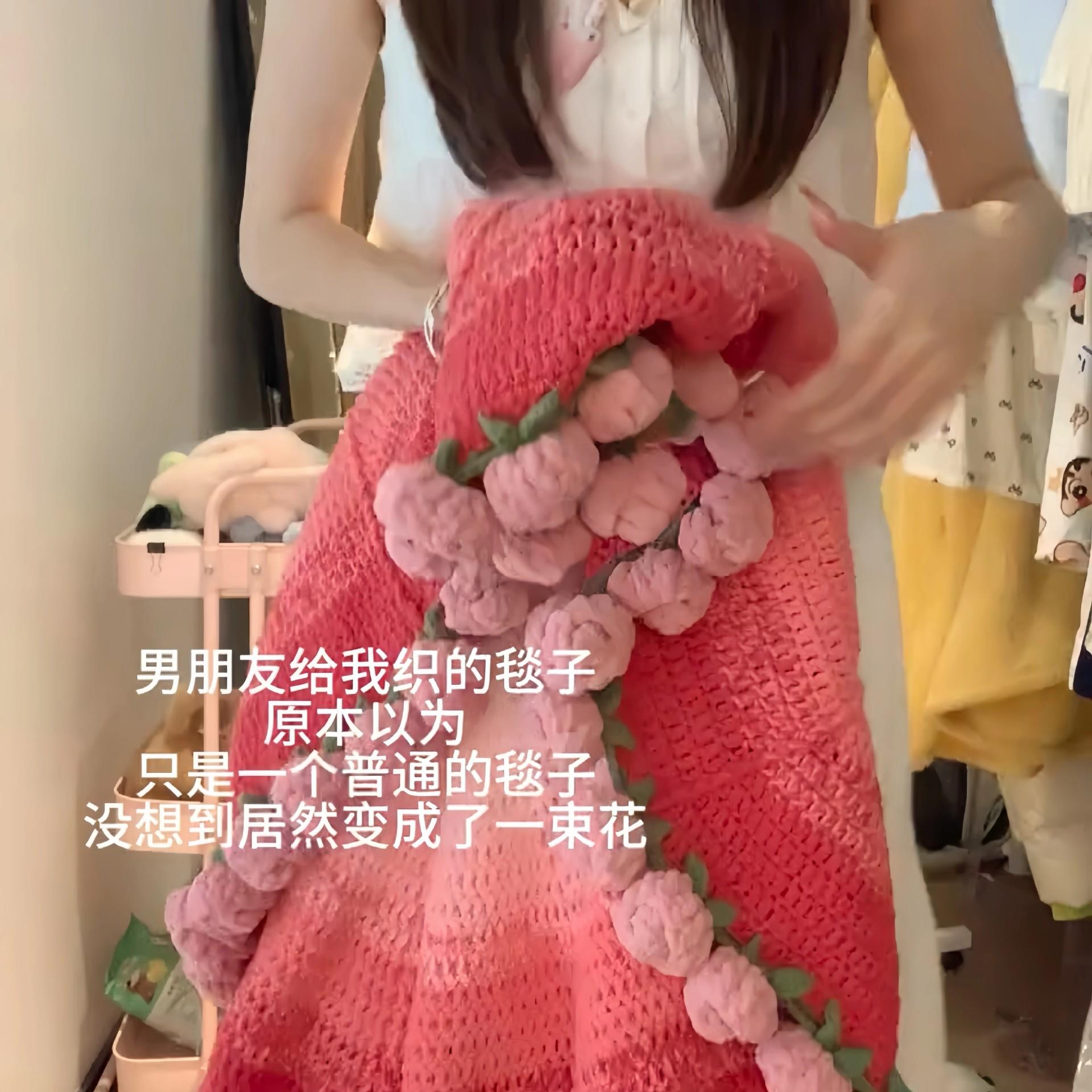 日文钩针编织彩虹毯子牛奶棉毛线，温暖又治愈的空调毯！