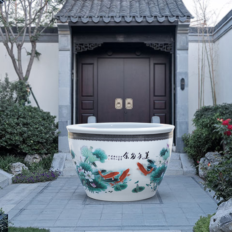 景德镇手绘青花瓷金鱼缸：给你的客厅添一抹古典美✨