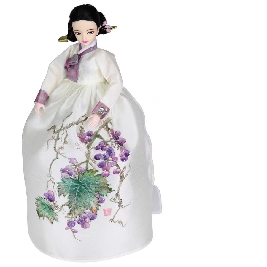 韩国进口正品传统民族韩服人偶：申师任堂葡萄胭脂娃娃，传承与美学的完美融合