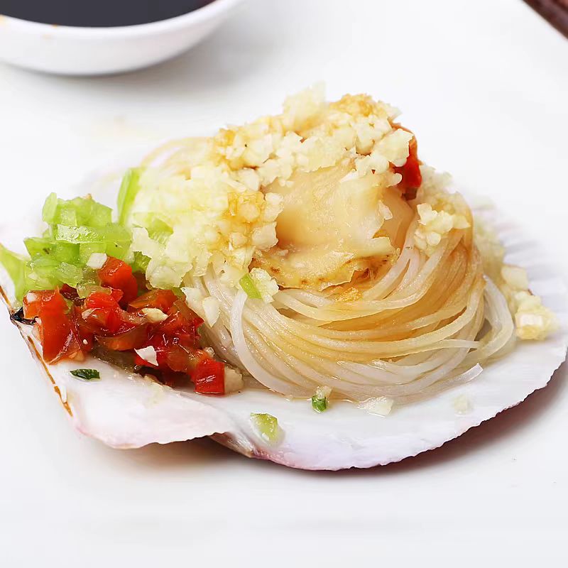 粉丝扇贝蒜蓉：解锁海鲜新吃法，包邮3袋600g*18只冷冻即食烧烤蒸海鲜新鲜扇贝