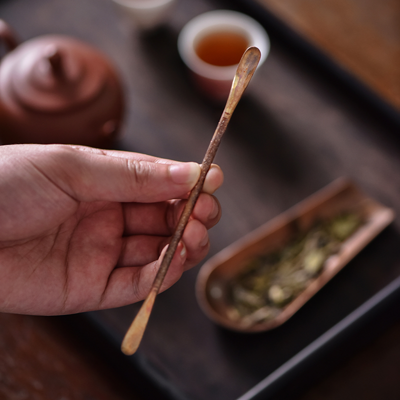中式茶具六君子：岩纹红紫铜茶拔创意茶则，开启你的茶道新体验✨