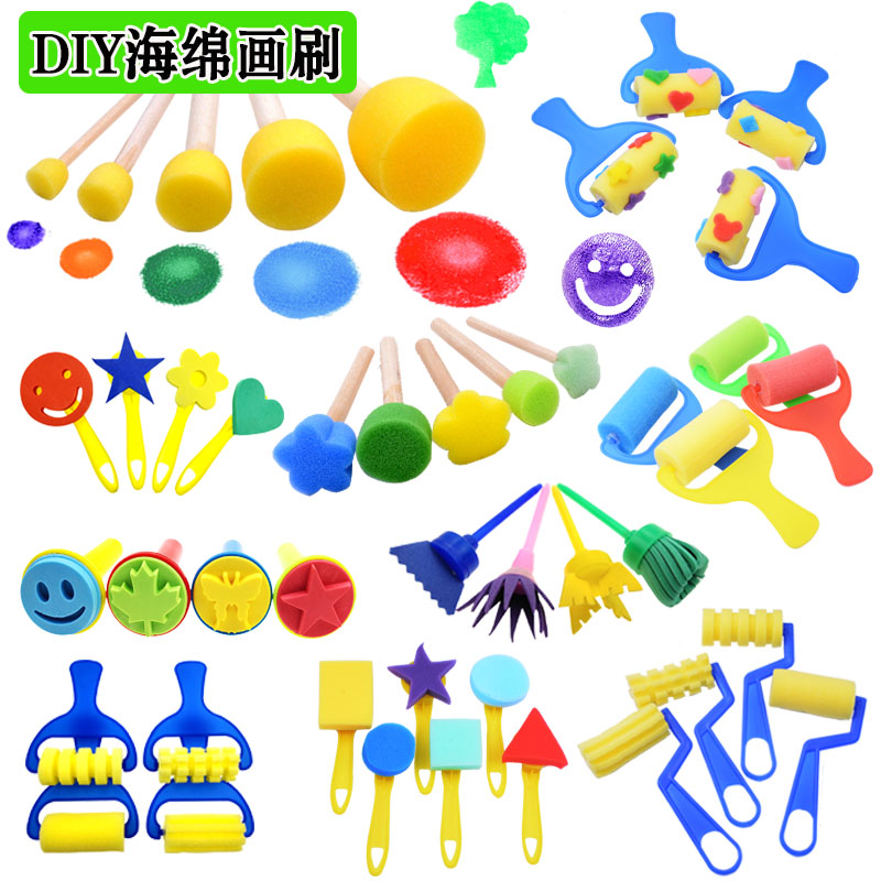 海绵画刷拓印画棒儿童印章幼儿园颜料涂鸦工具滚轮滚筒绘画早教刷：创意涂鸦，点亮孩子的艺术天赋！