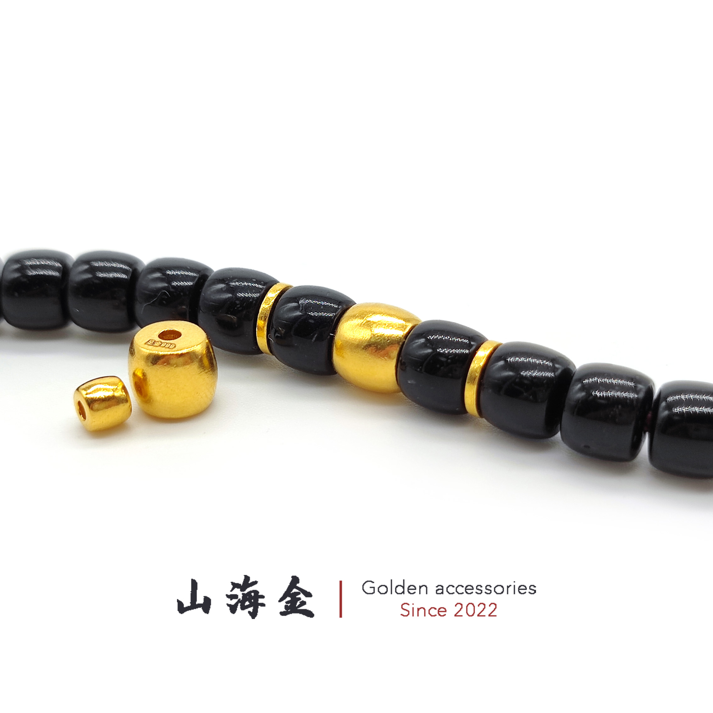 24K黄金999足金桶珠古法珠镶嵌顶珠腰珠文玩手串菩提配饰：如何挑选你的专属禅意配饰？