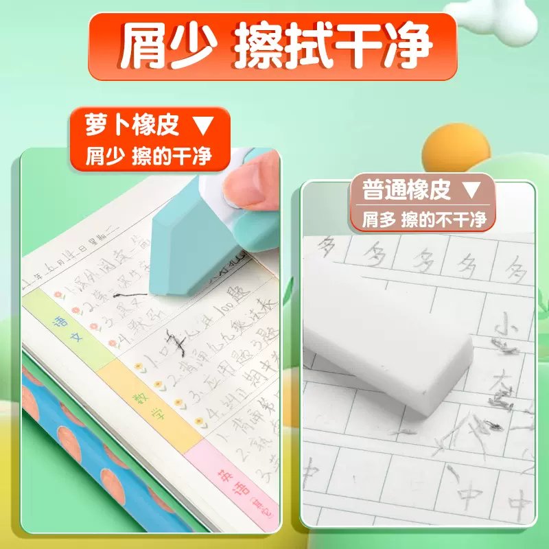 网红萝卜刀推拉橡皮擦玩具：学生必备，安全不留痕，重力设计无碎屑替芯神器！