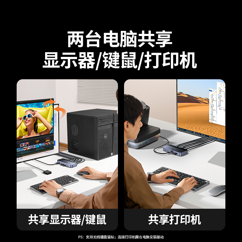 绿联KVM切换器2进1出HDMI2.1版切屏器8K60Hz高清USB3.0，双电脑切换神器，效率翻倍的秘密武器！