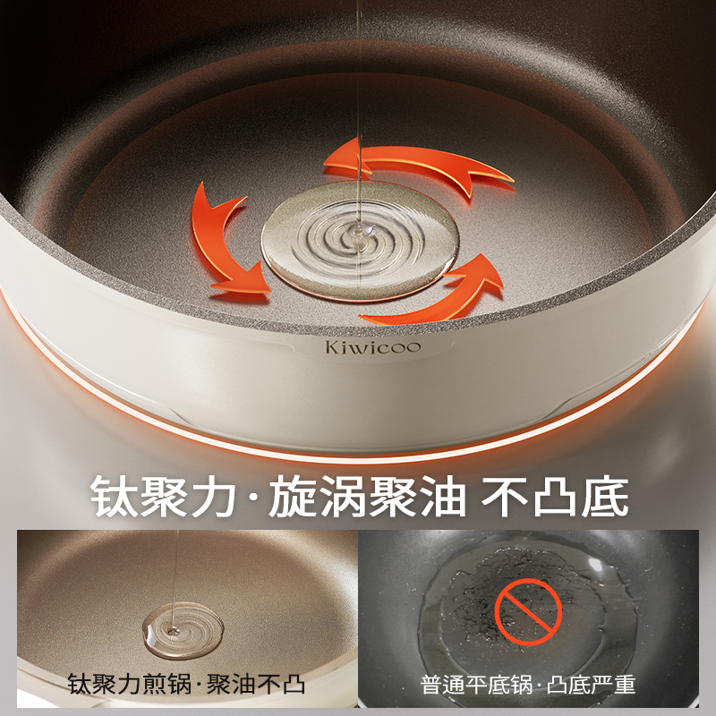 钛聚力平底锅真香预警！0涂层不粘锅牛排煎锅，厨房神器来了
