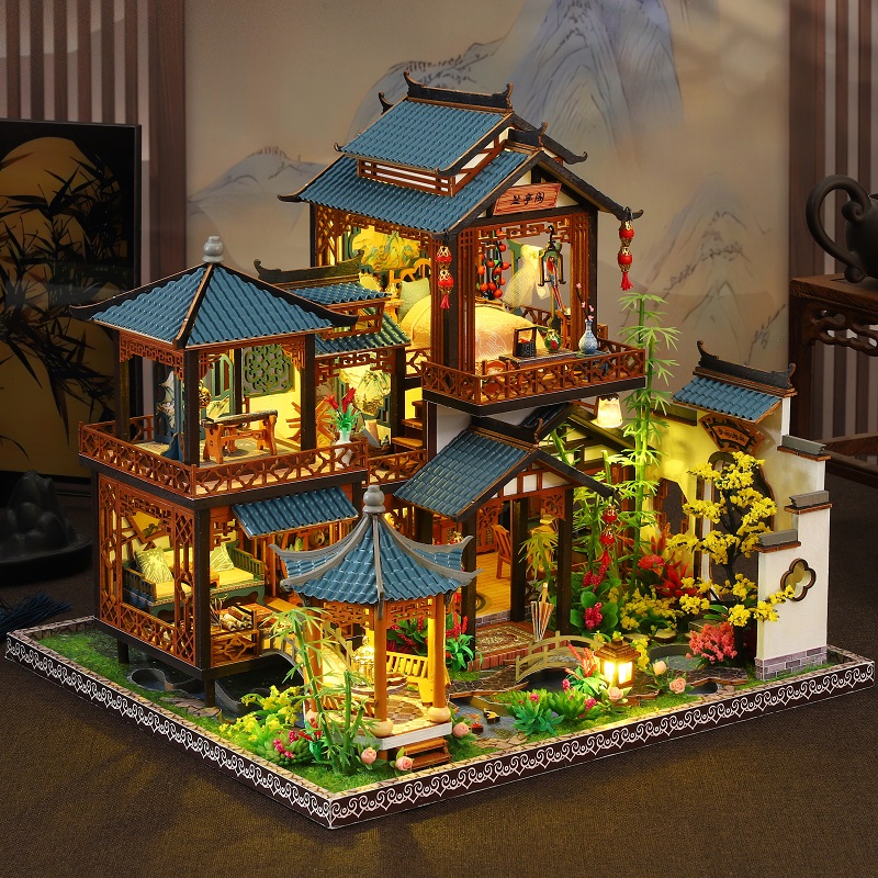 DIY手工小屋：古风雅韵兰亭别墅，打造专属微缩场景模型，完美生日礼物！