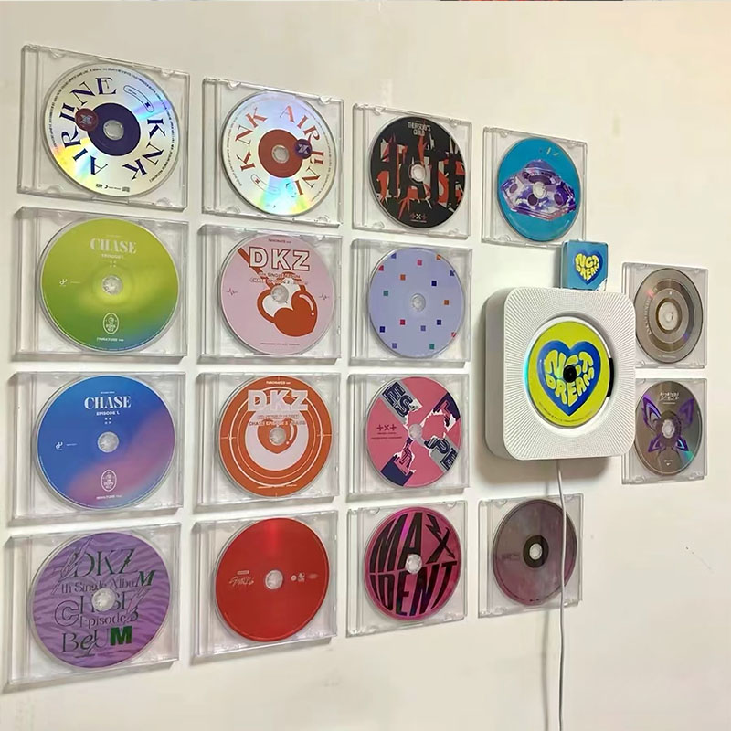 墙上CD置物架免打孔唱片挂架：透明亚克力专辑光盘展示架，碟片收纳盒的美学革命！