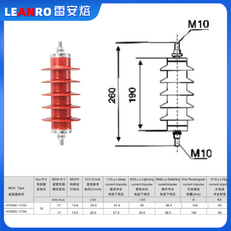 10kV户内复合绝缘氧化锌避雷器HY(YH)5WZ-17/45：电力保护新利器⚡️