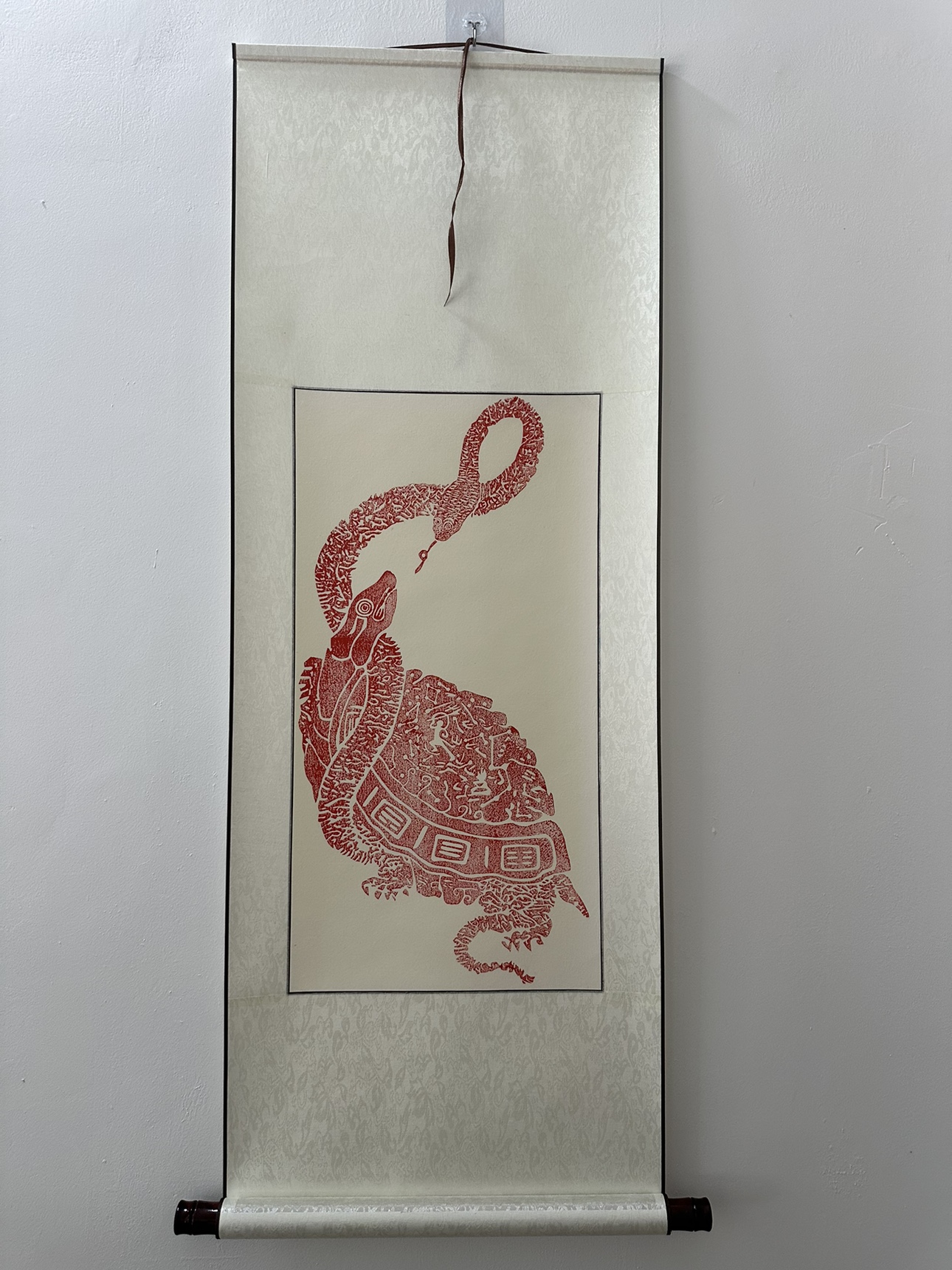 手工版画新潮流：吴道子书龟蛇镇宅图，朱砂宣纸拓片，传统艺术的新演绎