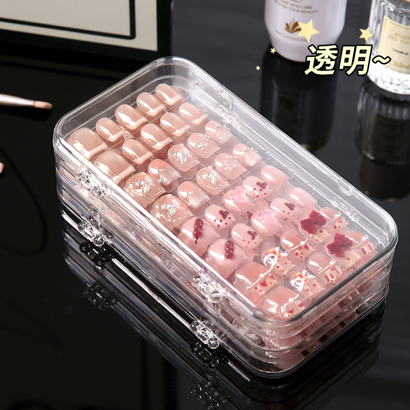 穿戴甲收纳盒大容量美甲收纳盒三折叠美甲多功能透明饰品收纳盒：美甲达人的必备神器！
