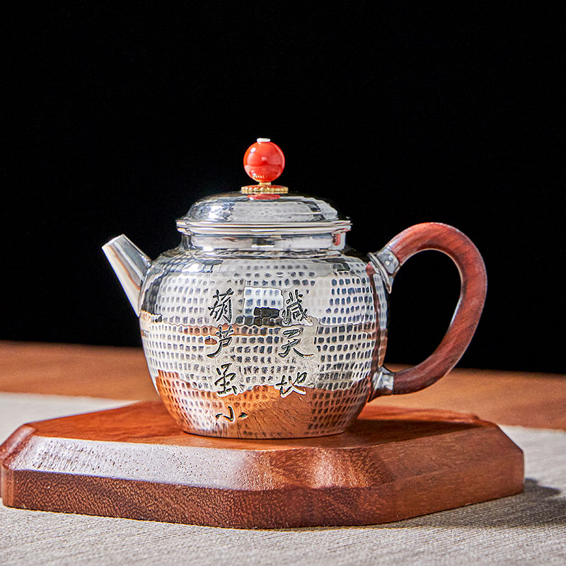 小福禄手工小银壶：纯银999泡茶壶，足银锤纹艺术享受！✨