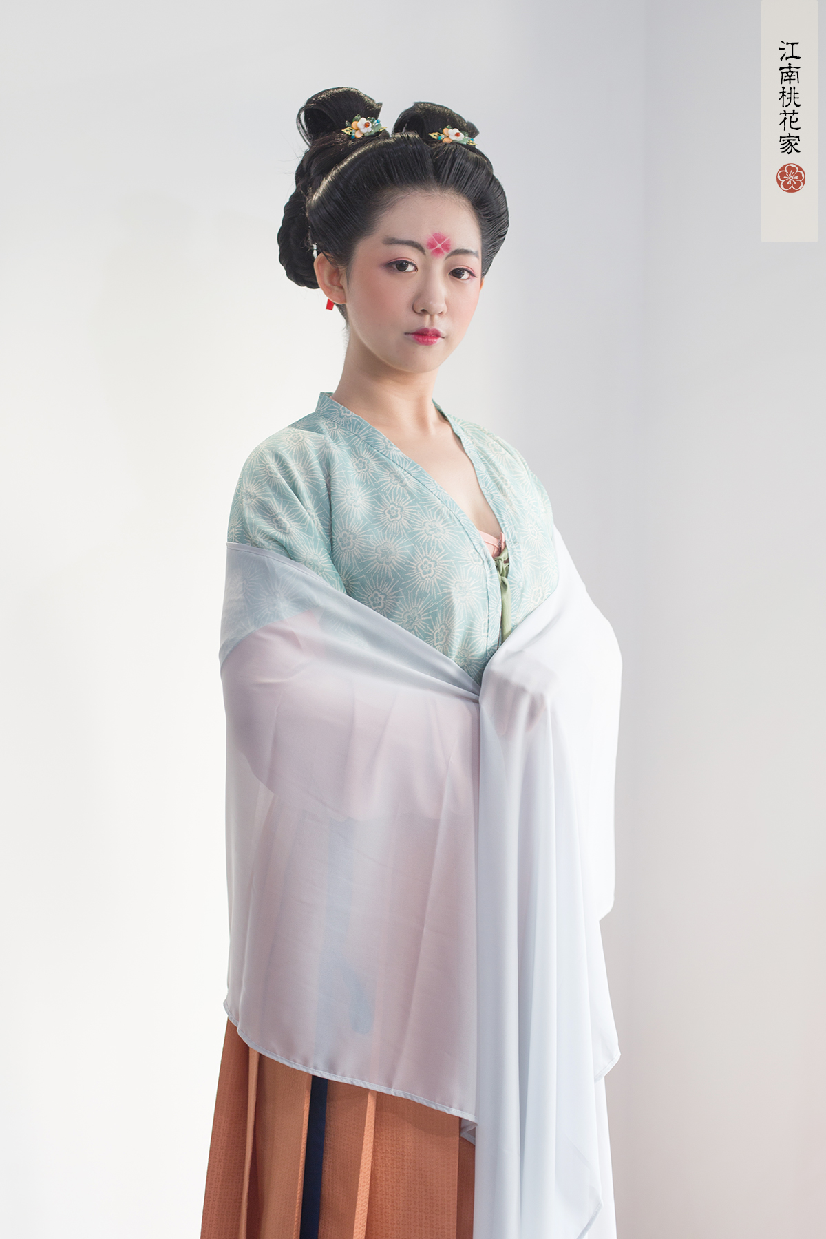 熹微 .花含烟 武周半袖衫裙，江南桃花家汉服定制，2015年新品，穿越回古代的绝美体验