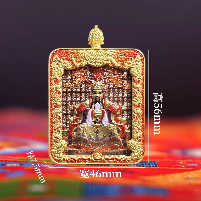合金手绘描金唐卡吊坠：龙五爷立体唐卡黄财神，扎基拉姆随身佛吊坠，开启神秘东方魅力之旅！✨