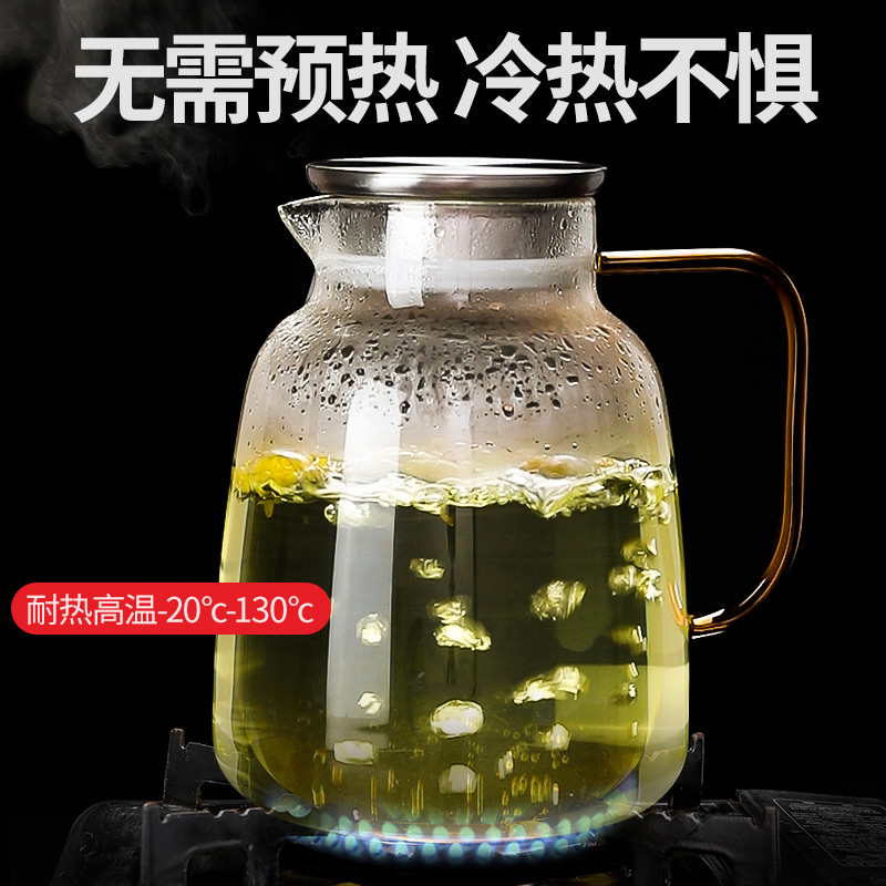 玻璃带把果茶壶果汁扎壶花茶杯凉水壶金吉柠檬水果壶调酒杯分酒器：你的厨房美学新宠儿！