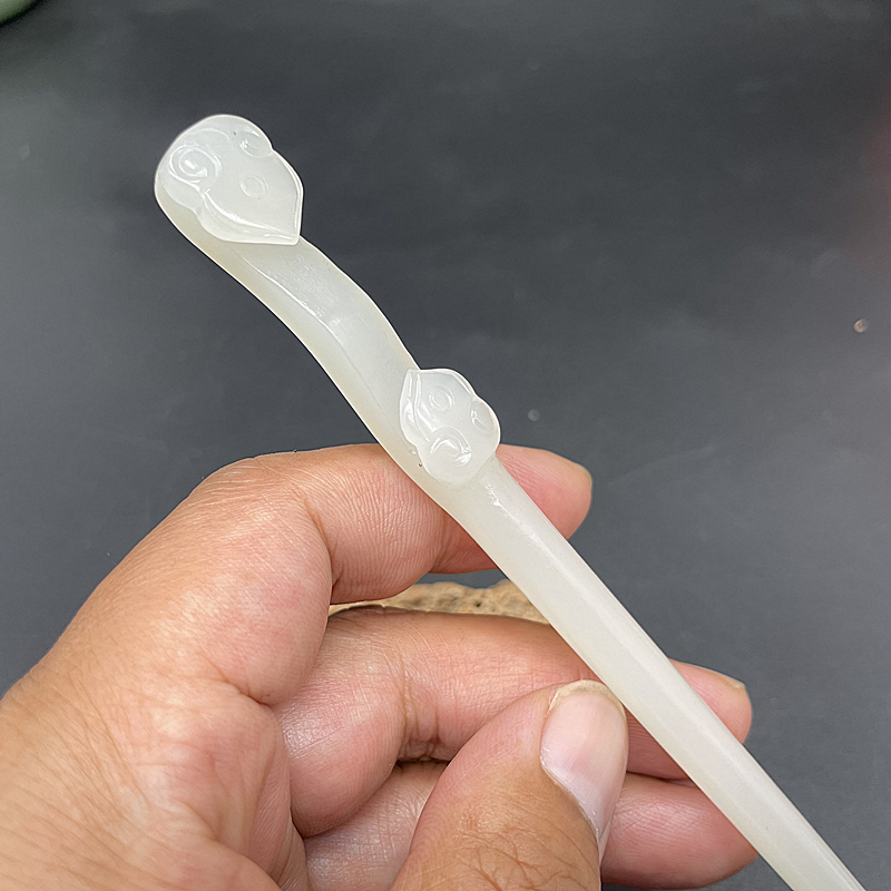 新品凤凰白琉璃玉簪子：古风小仙女必备，复古盘发神器✨