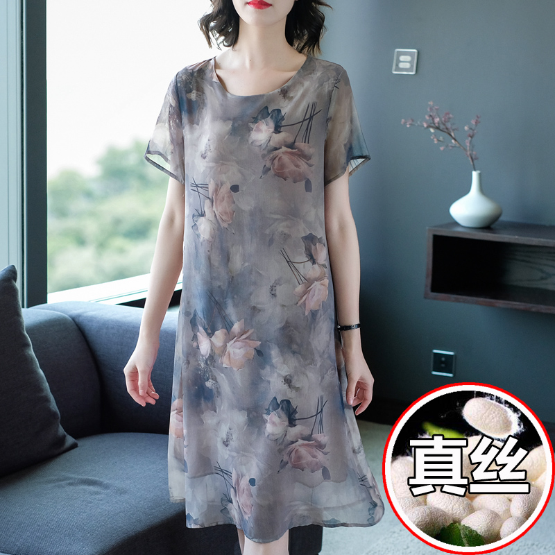 2025年桑蚕丝真丝连衣裙：大码过膝新中式女装夏季裙子，穿出东方韵味！