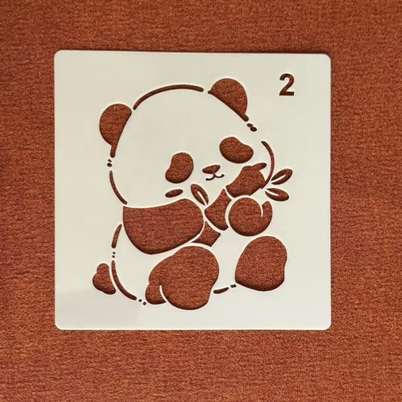 新款可爱熊猫镂空图案模板，让儿童DIY油画棒涂鸦变成艺术享受️