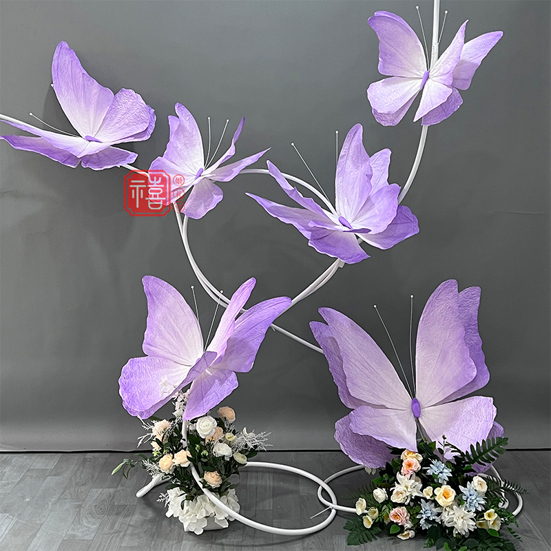 大型蝴蝶纸花艺婚庆现场美陈背景墙装饰户外橱窗布置立体仿真花：浪漫婚礼的秘密武器