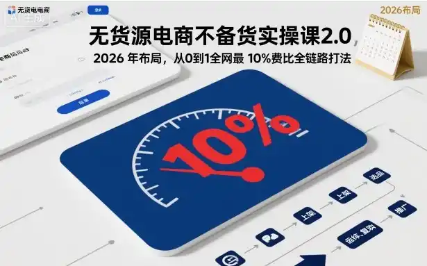 无货源电商不备货实操课2.0，2026年布局，从0到1全网最低10%费比全链路打法【更新261010】