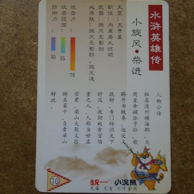 小浣熊水浒卡10号柴进初版真卡：收藏界的神秘宝藏，你拥有吗？