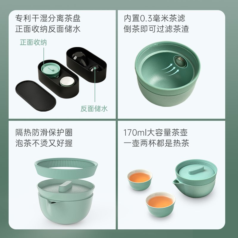 绿妒青白瓷茶具套装：日式美学，泡茶新体验✨
