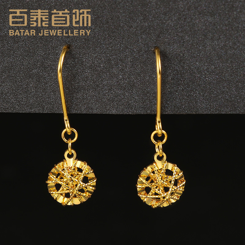 齐鲁金店正品黄金花儿朵朵足金999耳线女士耳钉金耳环首饰，让你闪耀全场✨