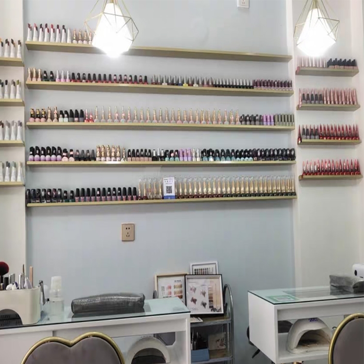 网红必备！铁艺多层墙上壁挂式美甲店置物架，让你的指甲油胶展示如艺术品般惊艳