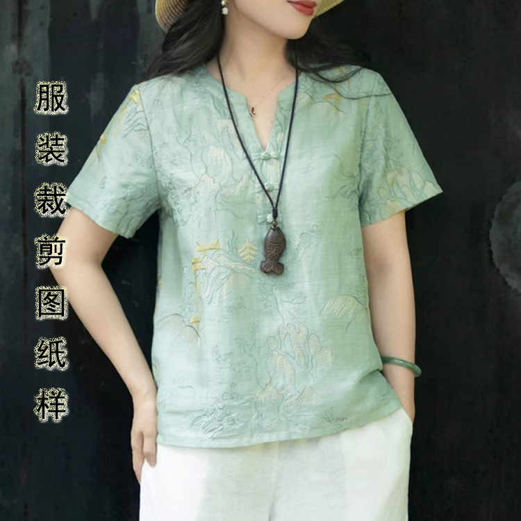 3215服装纸样裁剪图：揭秘国风女棉麻衬衣的缝纫艺术！