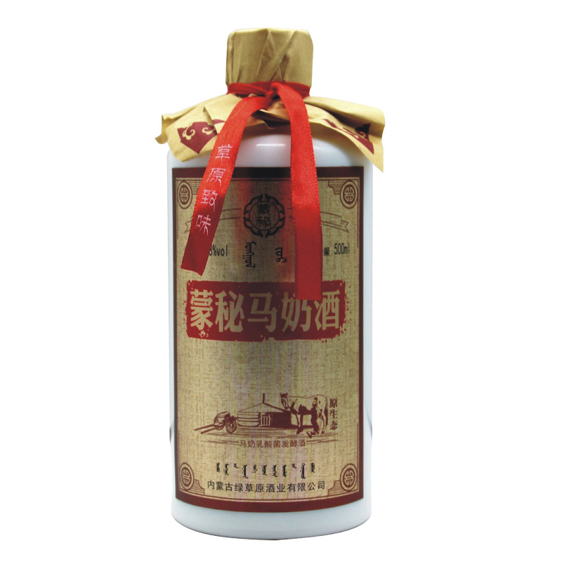 内蒙特产正宗马奶酒48°*500ml真羊角皮壶皮囊酒：草原上的醉人秘酿